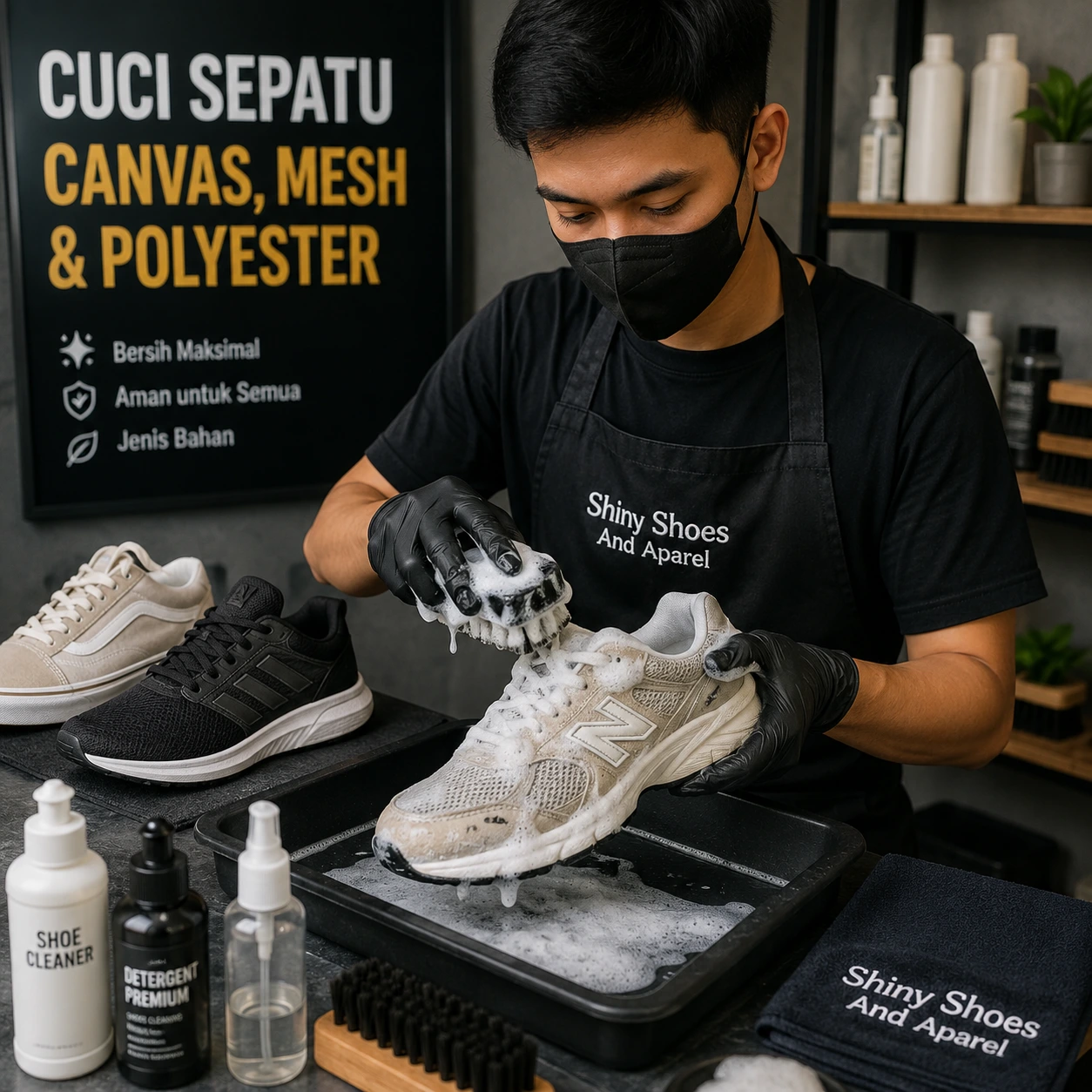 Cuci Sepatu Canvas, Mesh & Polyester - Shiny Shoes And Apparel Tasikmalaya